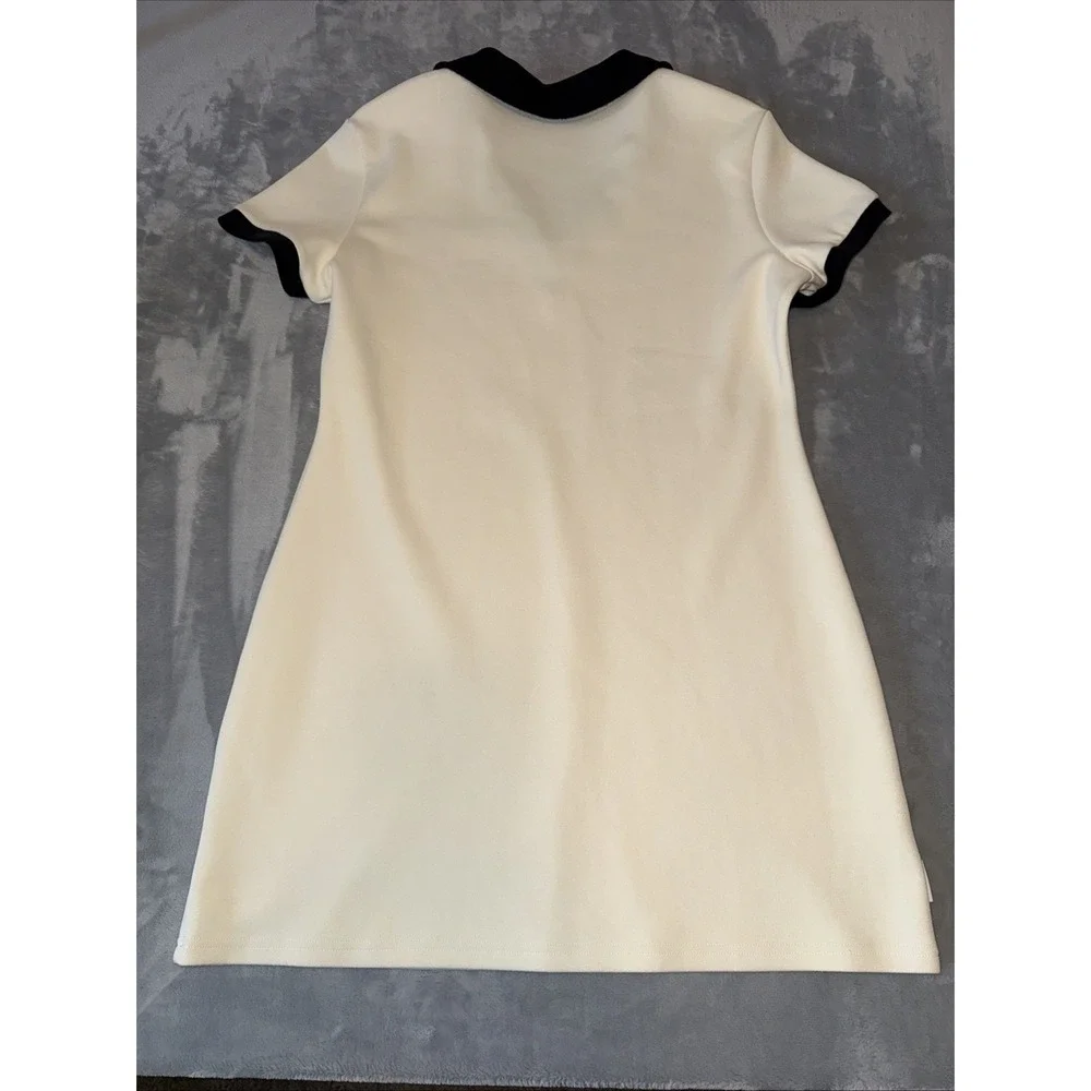 Staud Court Volley Mini Dress Women's Sz L Sporty White V-Neck‎ Golf Pickleball